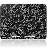 ATTACK SHARK CM05SE Glass Gaming Mouse Pad, Black Topographic Hard Mousepads for Gaming, Professi...