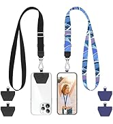 SS Phone Lanyard, 2× Adjustable Phone Neck Strap, 4 × Phone Patches, Universal Multifuctional Cel...