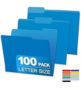 Colored File Folders,100 Packs Blue File Folders,Two Tone Color File Folder 8.5 x 11 Inch,1/3 Cut...