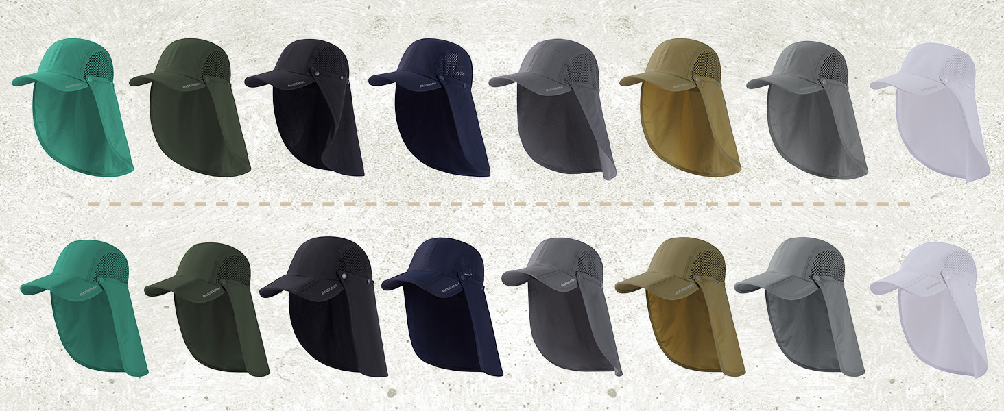 Fishing hats with neck flap