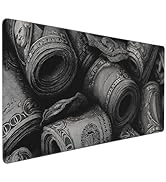 Buslint Extra Large Gaming Mouse Pad, Money Design Pattern, Black and White, 35.4 x 15.8 inches, ...