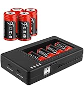 8 Pack 123A Rechargeable Batteries Set with Fast Charger, Universal Replacement Batteries for Arl...