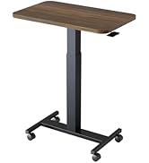 HUANUO Small Rolling Laptop Standing Desk, Height Adjustable Mobile T-Base Desk with Lockable Cas...