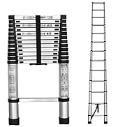 findmall Aluminum Telescopic Extension Ladder Folding Step One-Button Inward Sliding Retraction 1...