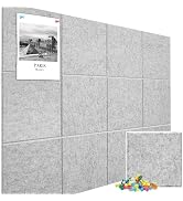 Large Cork Board Alternative 48" X 36" Bulletin Board - 12 Pack Removable Felt Wall Tiles with 30...