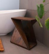 Nordic Style Dark Teak Spa Bath Decor Indoor/Outdoor Twisted Stool