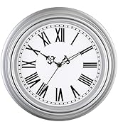 Plumeet Retro Wall Clock, 12'' Non Ticking Classic Silent Vintage Wall Clocks Decorative Kitchen ...