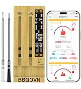BBQOVN WiFi Sub-1G Wireless Meat Thermometer Unlimited Range 7 NIST Certified Sensors with Ambien...