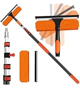 26FT High Window Cleaning Kit with Pole, 2 in 1 Window Squeegee for Window Cleaning,5-20FT Profes...