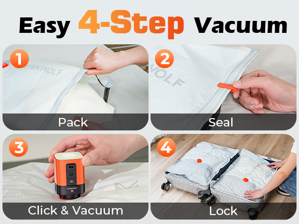 Vacuum bags of different sizes are designed for luggage, optimizing storage space during your trip