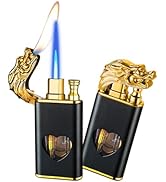 Torch Lighter, Magic Dual Flame Dragon Butane Lighter, Torch Lighter with Heart Shape Visible Fue...