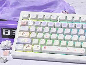 Cute PBT Keycaps Set,Kawai Keycaps MOA Profile,Colored Creamy Keycap