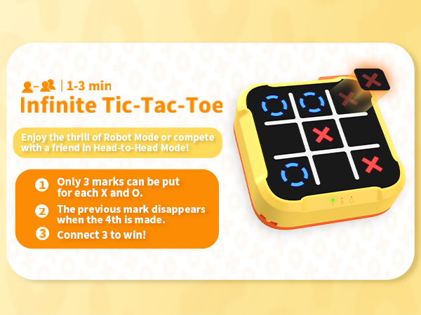 Hynuwa Infinite Tic-Tac-Toe Game Electric Learing Toy Family Travel Game Portable Compact Mobile