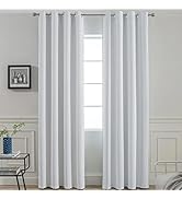 Yakamok Greyish White Curtains for Bedroom,Grommet Thermal Insulated Room Darkening Curtains for ...