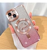 ZIYE Magnetic Case Designed for iPhone 15 Glitter Case Luxury Plating Love Heart Compatible with ...