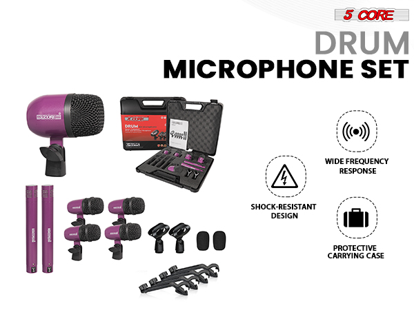 drum mic kit drum microphone set 7 piece drum set drum mic set recording studio kit percussion mic