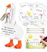 R HORSE Magnetic Desk Goose Key Holder - 7 Inch Resin Statue with Inspirational Cards, Magnetic T...