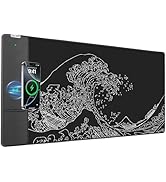 2-in-1 Mouse Pad with Wireless Charging for Phone, 31.5"x15.8" Large, Waterproof Smooth Surface, ...