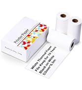 Ponek T02 Thermal Mini Sticker Printer Paper, White Non-Sticky Paper, Black On White Paper for Jo...