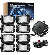 MICTUNING C2 Curved RGBW LED Rock Lights - 8 Pods Underglow Multicolor Neon Light with Wiring Swi...