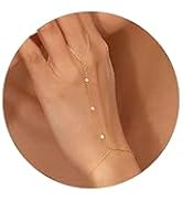 Gokeey Gold Hand Chain Bracelet for Women Trendy, Dainty 14k Gold Ring Bracelet Hand Chain Finger...