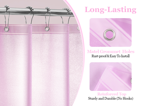 Seenus Dreamy Pink Sparkle Shower Curtain Liner with 3 Large Magnets