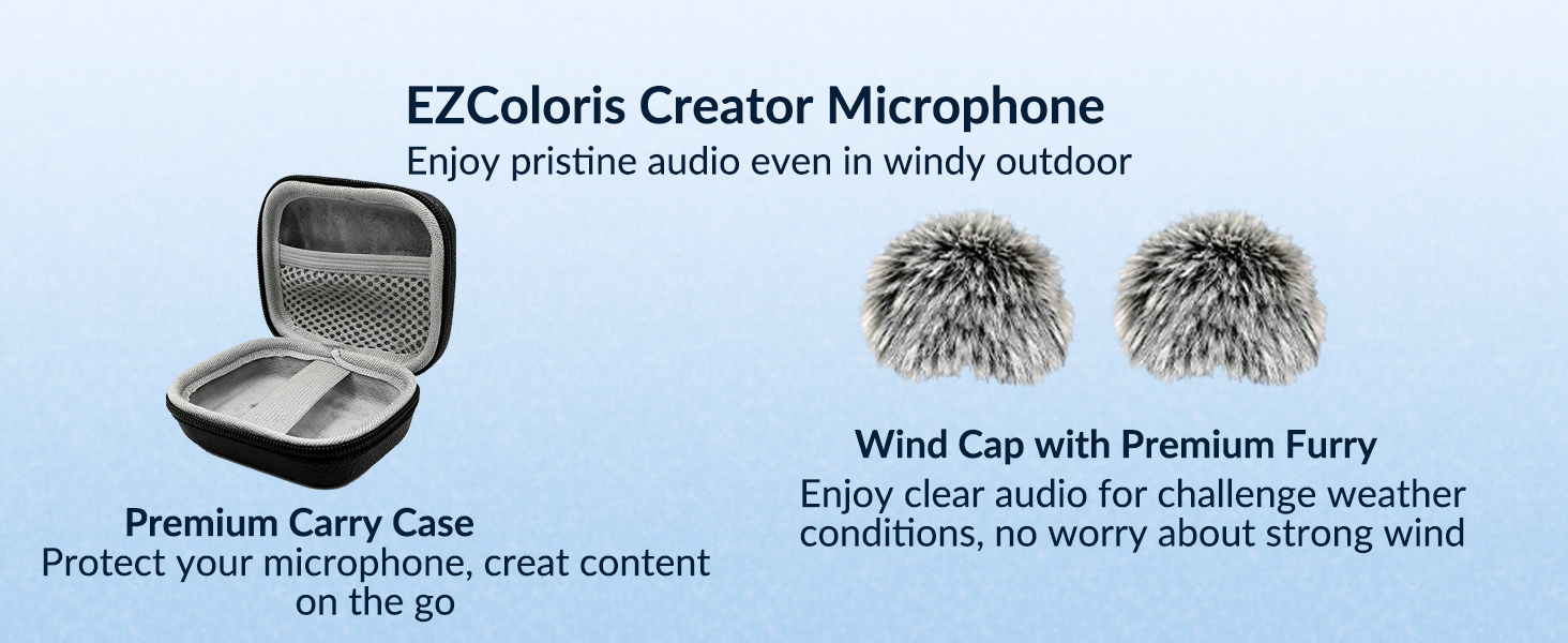 content creator microphone with wind fury