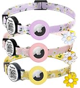 8-13in Airtag Cat Collar Lightweight and Comfortable, Bells &amp; Flower Charm Collar Breakaway with ...