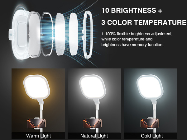 3 color temperatures &amp; 10 levels of adjustable brightness