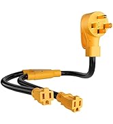 MECMO 50 Amp to (2)x 110V 15 Amp Household Outlet RV Y Adapter Power Cord, 10/3 STW NEMA 14-50P M...