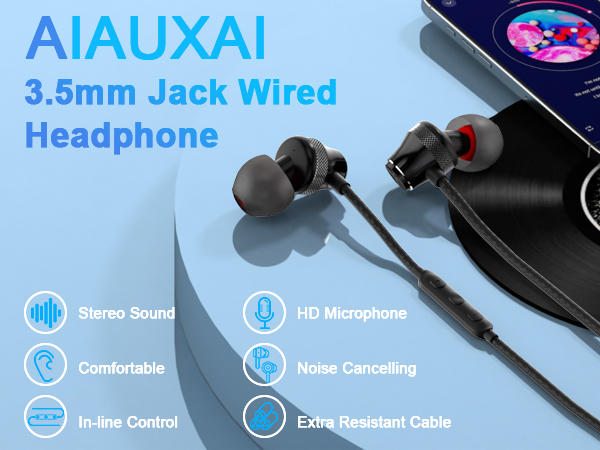 Wired Headphones with Mic for Samsung/iPhone/iPad/Google/PC Laptop