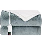 Electric Heated Blanket Throw Size, Super Soft Cozy Upgraded Flannel Heating Blanket with 9 Heati...