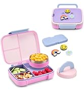 Ello Benni Kids Bento Box with Insulated Food Jar and Ice Pack, Leak-Proof Lunch Container, 3 Com...