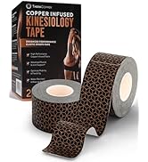 TheraCopper Copper Infused Kinesiology Tape – 2 Rolls (40 Precut Strips) – Advanced Waterproof Ki...