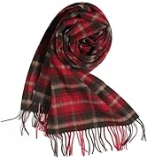 Temminc Pure Wool Scarves For men women, Pashmina Tartan Scarf,Cold Weather Scarf, Vertical Strip...