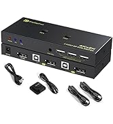 DisplayPort KVM Switch 2 Port, KVM Switch DisplayPort for 2 Computers Sharing 1 Monitor and 3 USB...