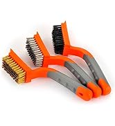 MAXMAN Wire Brush 3Pcs Brass/Stainless Steel/Nylon Wire Brushes for Cleaning Rust Bristle Brush S...