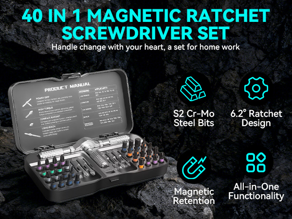 40 In 1 Magnetic Ratchet Screwdriver Set