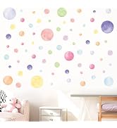 AOWDIAO 68 Large Watercolor Polka Dot Wall Decals, Peel and Stick Vinyl Stickers for Girls Bedroo...