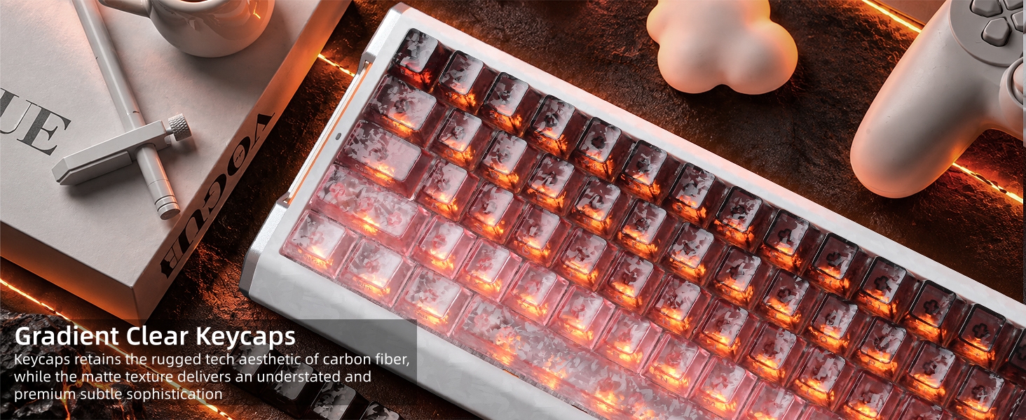 Clear Keycaps, Translucent Keycaps Set Keyboard Caps Cherry Profile,Custom Shine through Keycaps