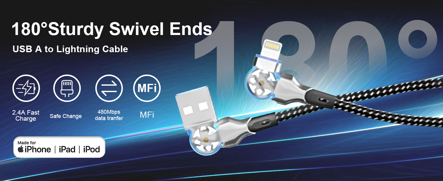 rotating iphone charger right angle rotation lightning cable 180 degree rotating iphone charger