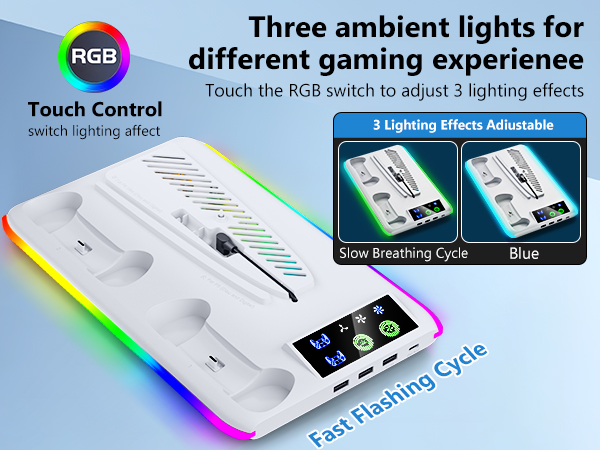 PS5/PS5 Slim Cooling &amp; Charging Station with Cooling Fan,PS5/ PS5 Slim Stand for Disc