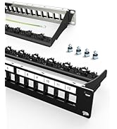 Enmane 12Port Blank Keystone Patch Panel 1U Keystone Patch Panel 10 Inch Shielded Network Patch P...