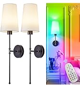 Depuley Battery Operated Wall Sconce: 27" Set of 2 Wireless Wall Lights with Remote for Bedroom -...