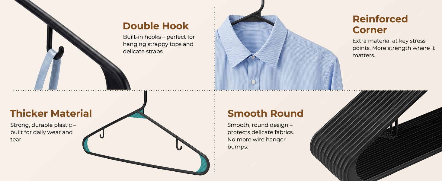 hanger feature an smooth surface with no rough edges, bumps, or creases, protecting delicate fabrics