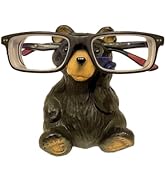 AMAJY Whimsical Sitting Wood Cut Look Hand-Carved Resin Bear Figurine Sculpture Eye glasses Holde...