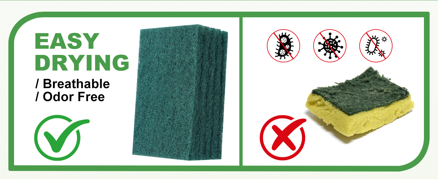 EASY DRYING SCOURING PADS Breathable and Odor Free