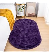 Goideal Fluffy Bedroom Rug, Oval Area Rug Shaggy Carpet 2.6 x 5.2 Feet Small Cute Rug for Dorm Ki...