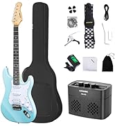 AODSK Electric Guitar with Amp Beginner Kit 39 Inch Solid Body Full Size,All Accessories,Digital ...