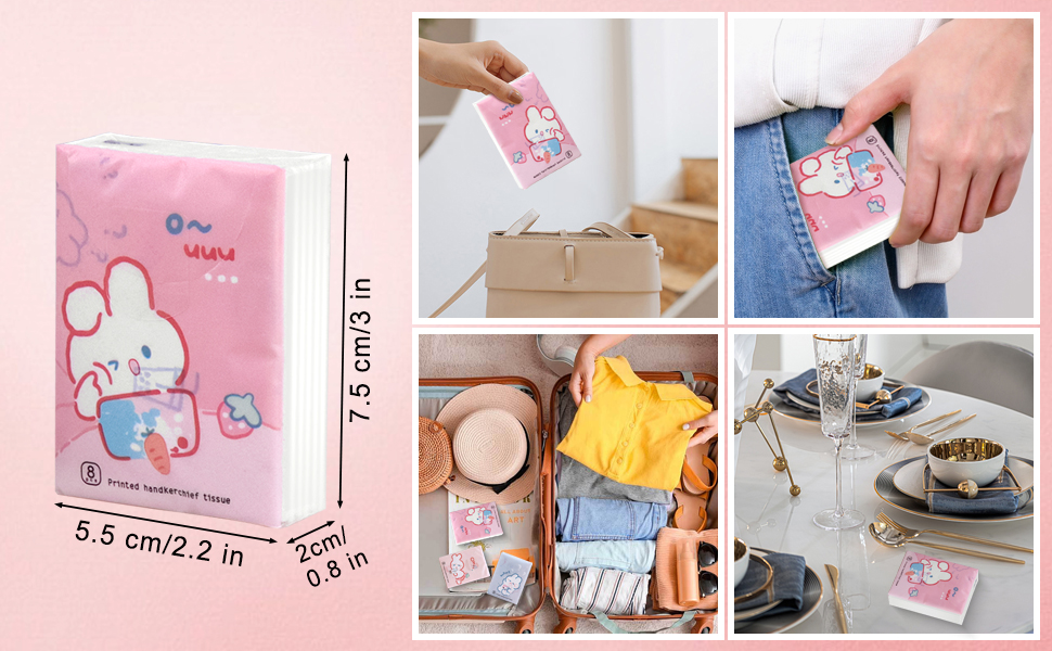 Mini Pocket Tissue Individual Printed With Rabbit